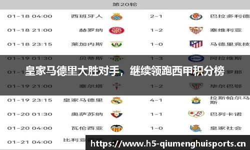 皇家马德里大胜对手，继续领跑西甲积分榜